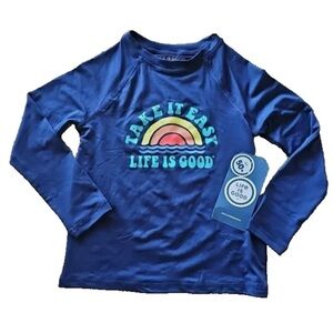 Life Is Good Blue Rashguard Swimwear Medium NWT Kids unisex